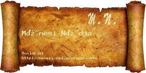 Ménesi Nádja névjegykártya